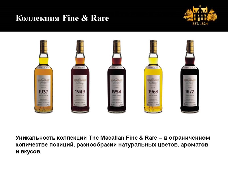 Коллекция The Macallan Fine & Rare Уникальность коллекции The Macallan Fine & Rare –